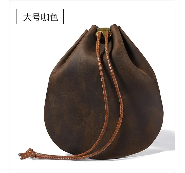 Bourse à dés en cuir véritable style médiéval nordique