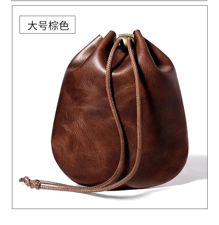 Bourse à dés en cuir véritable style médiéval nordique