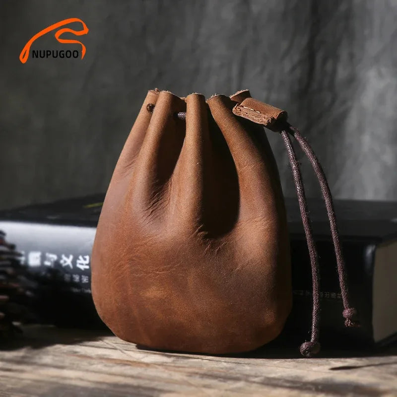 Bourse à dés en cuir véritable vintage JDR