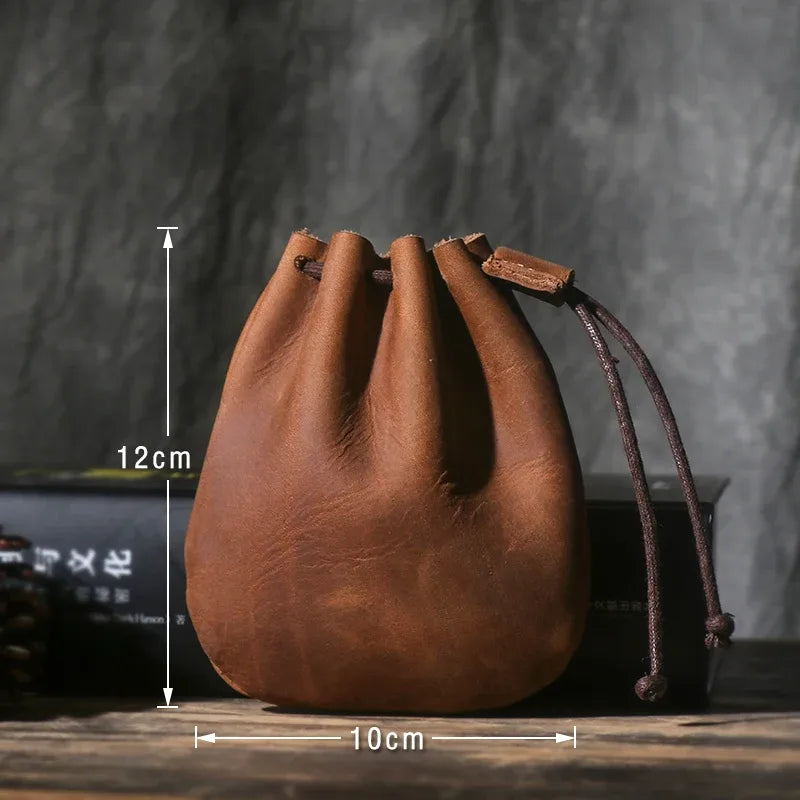 Bourse à dés en cuir véritable vintage JDR