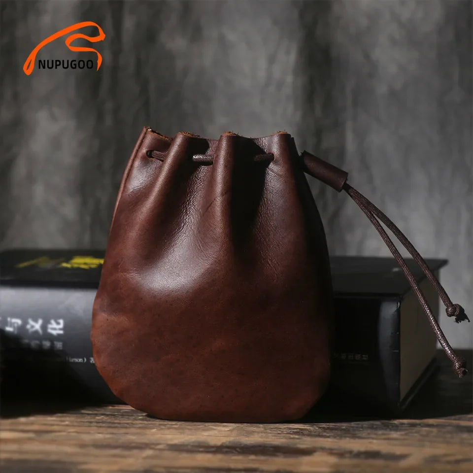 Bourse à dés en cuir véritable vintage JDR
