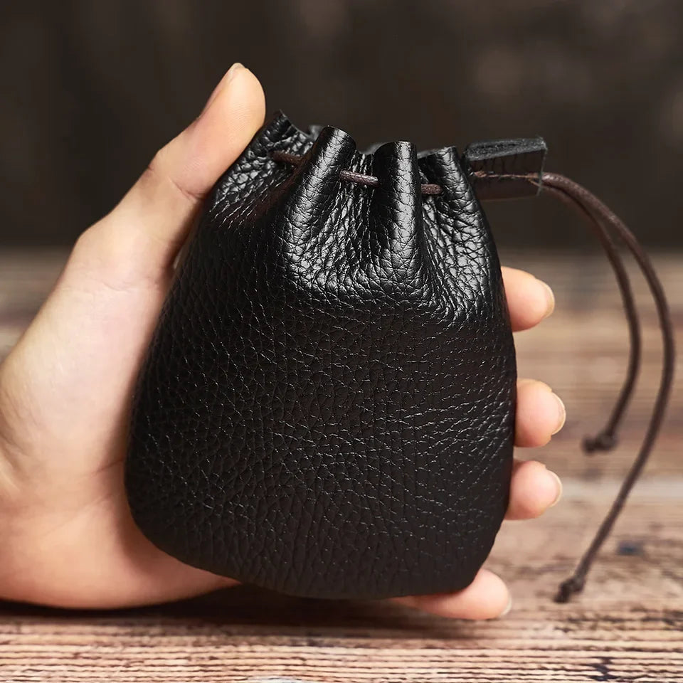 Bourse à dés en cuir véritable vintage JDR