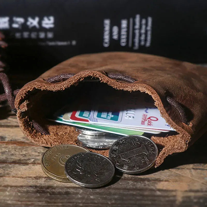 Bourse à dés en cuir véritable vintage JDR