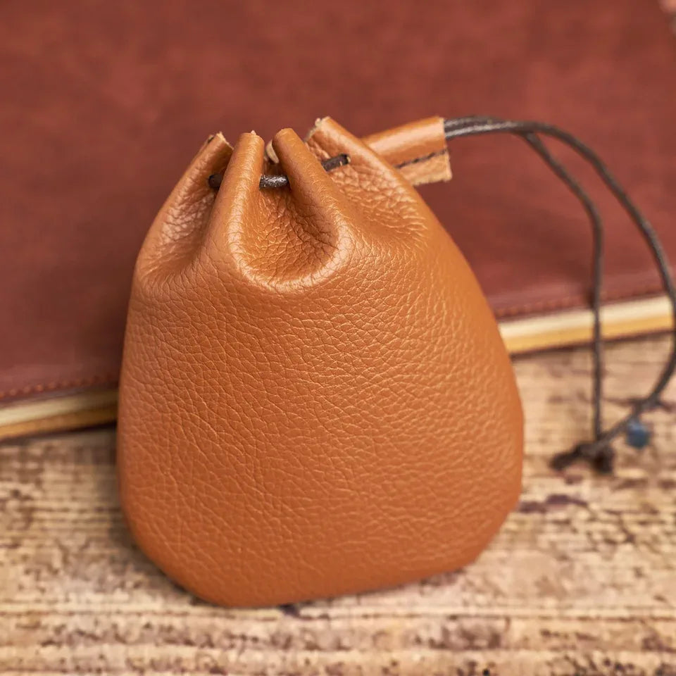 Bourse à dés en cuir véritable vintage JDR