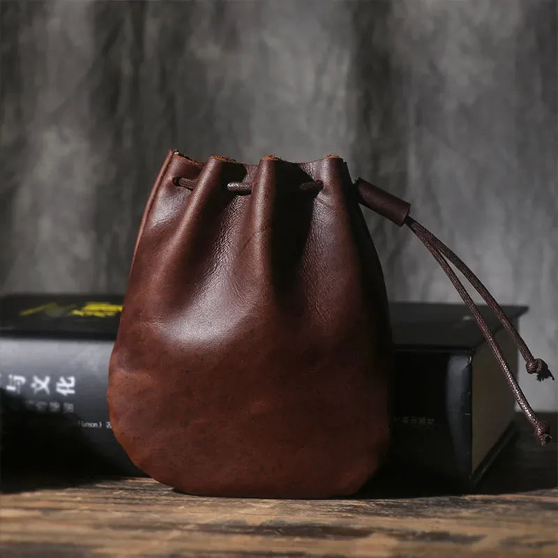 Bourse à dés en cuir véritable vintage JDR