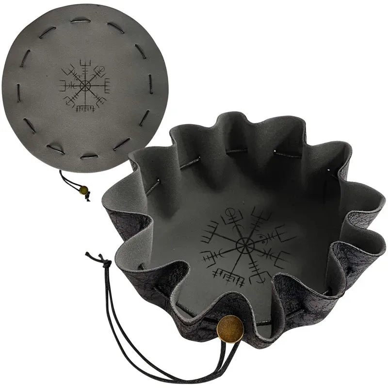 Bourse à dés plateau en cuir PU pliable & cordon