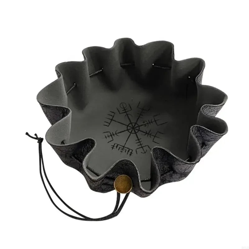 Bourse à dés plateau en cuir PU pliable & cordon