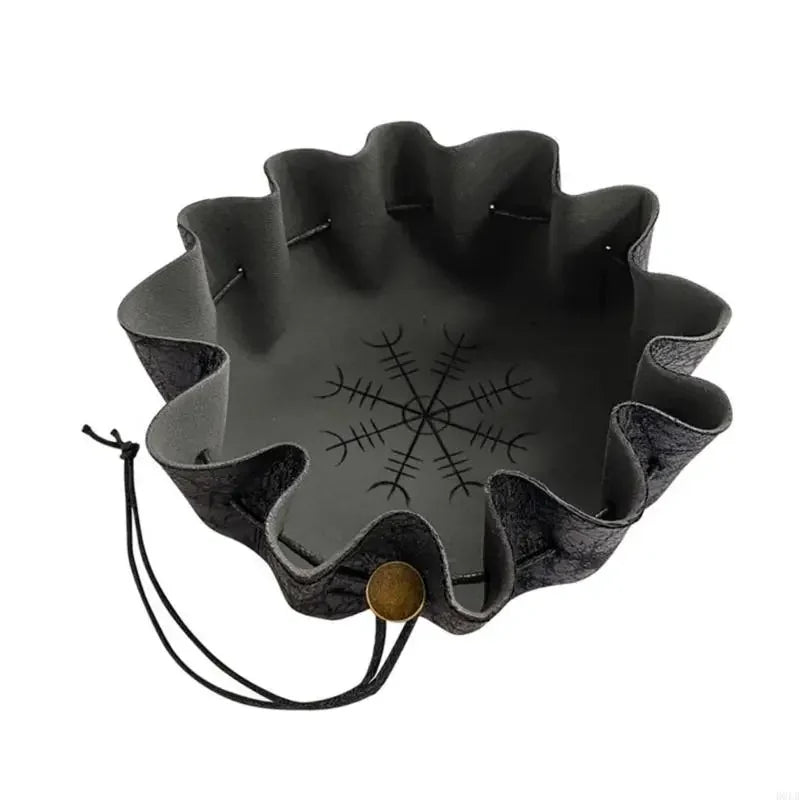 Bourse à dés plateau en cuir PU pliable & cordon