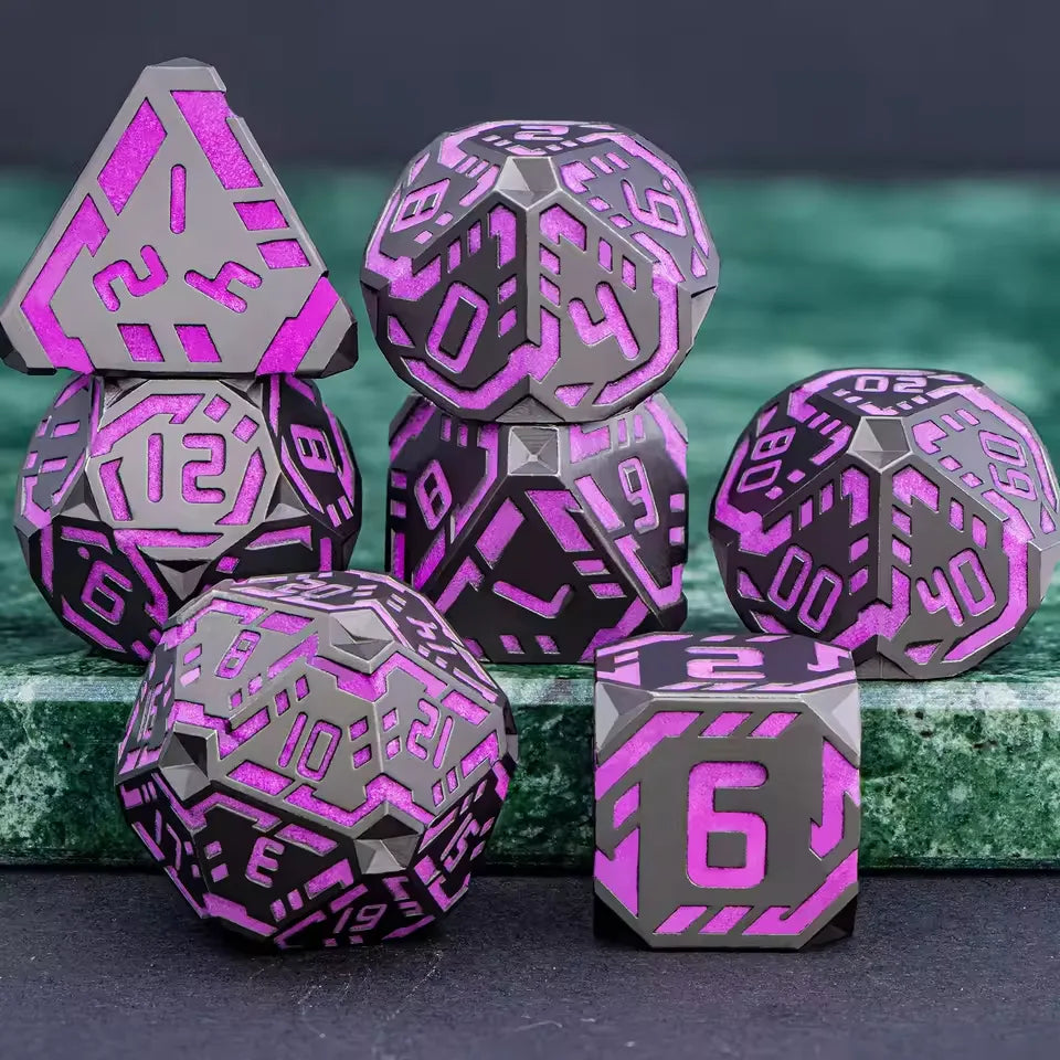 Set de dés complet pour JDR - Cyber Néon