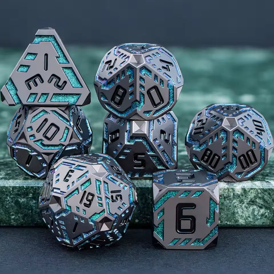 Set de dés complet pour JDR - Cyber Néon