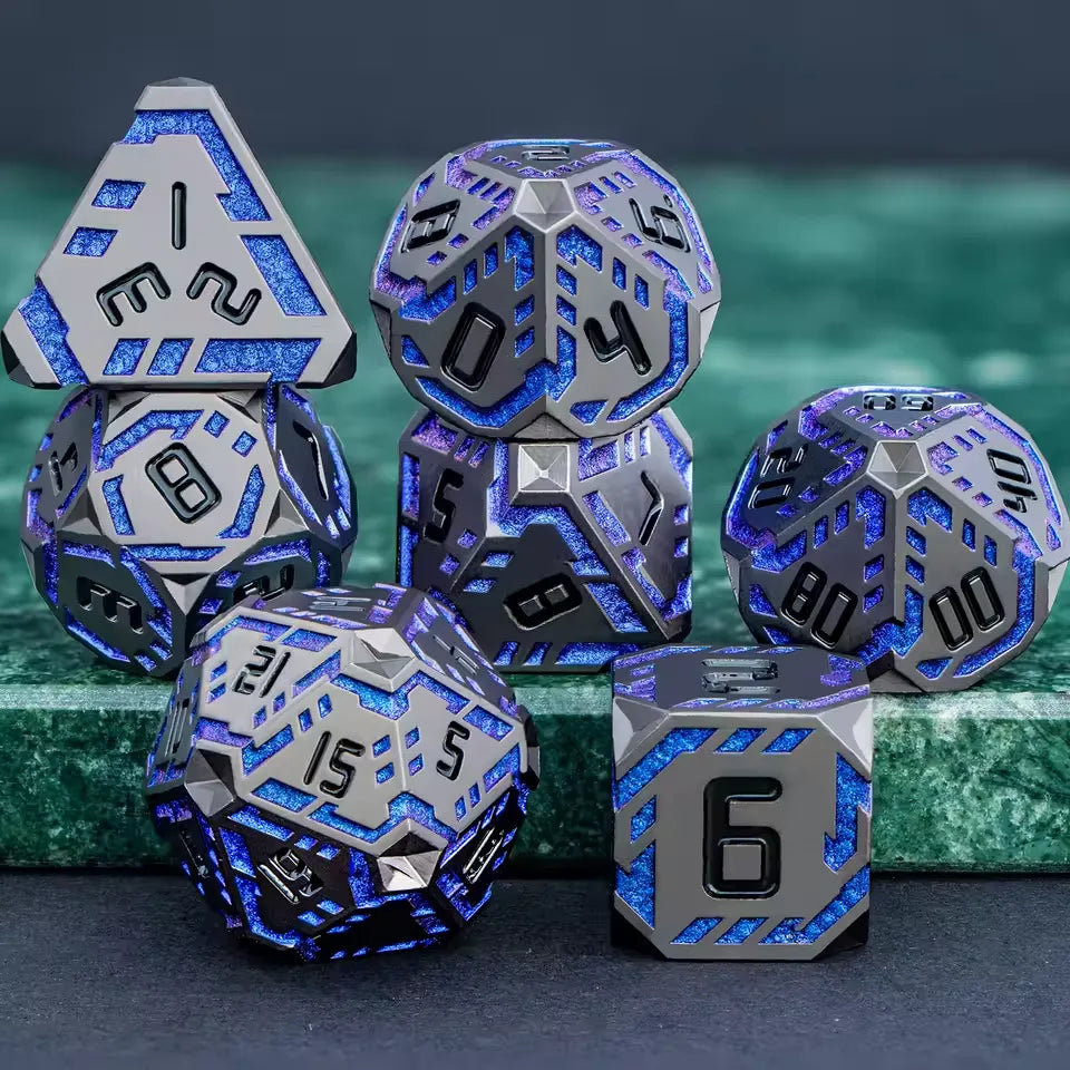Set de dés complet pour JDR - Cyber Néon