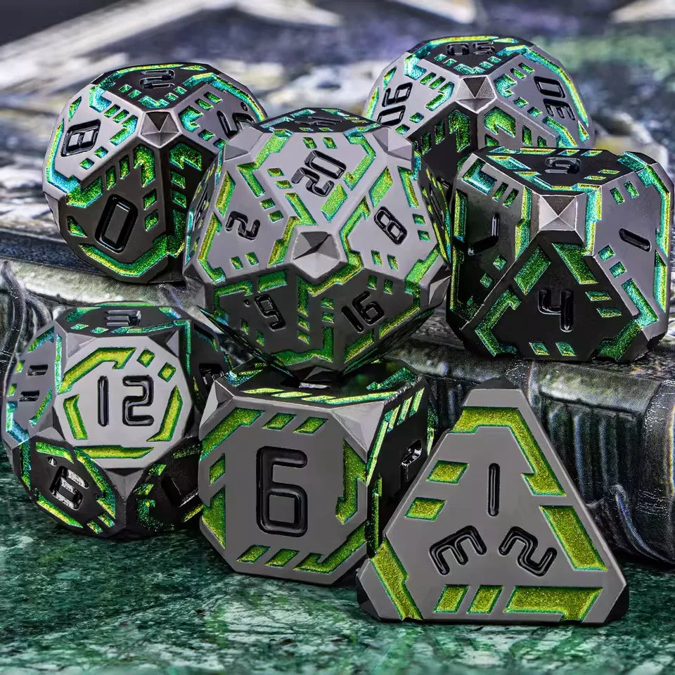 Set de dés complet pour JDR - Cyber Néon