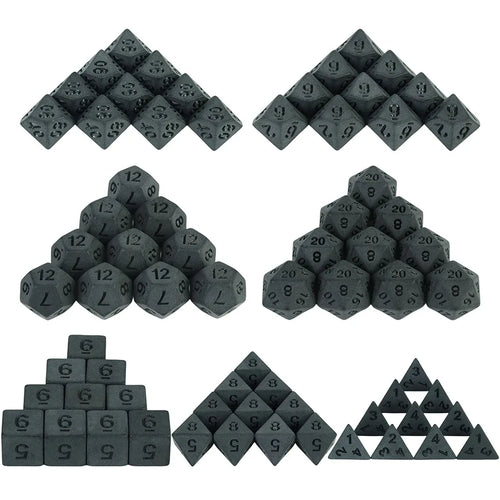 Dés noir matte - 10 pièce de chaque type