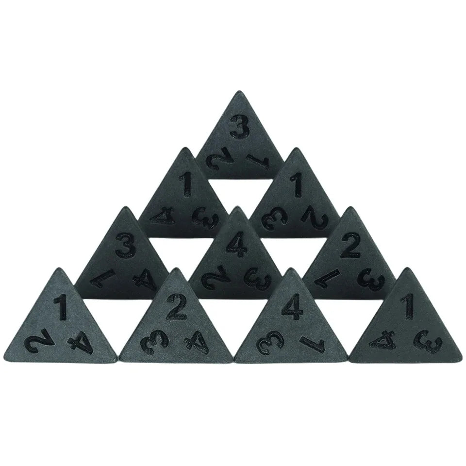 Dés noir matte - 10 pièce de chaque type