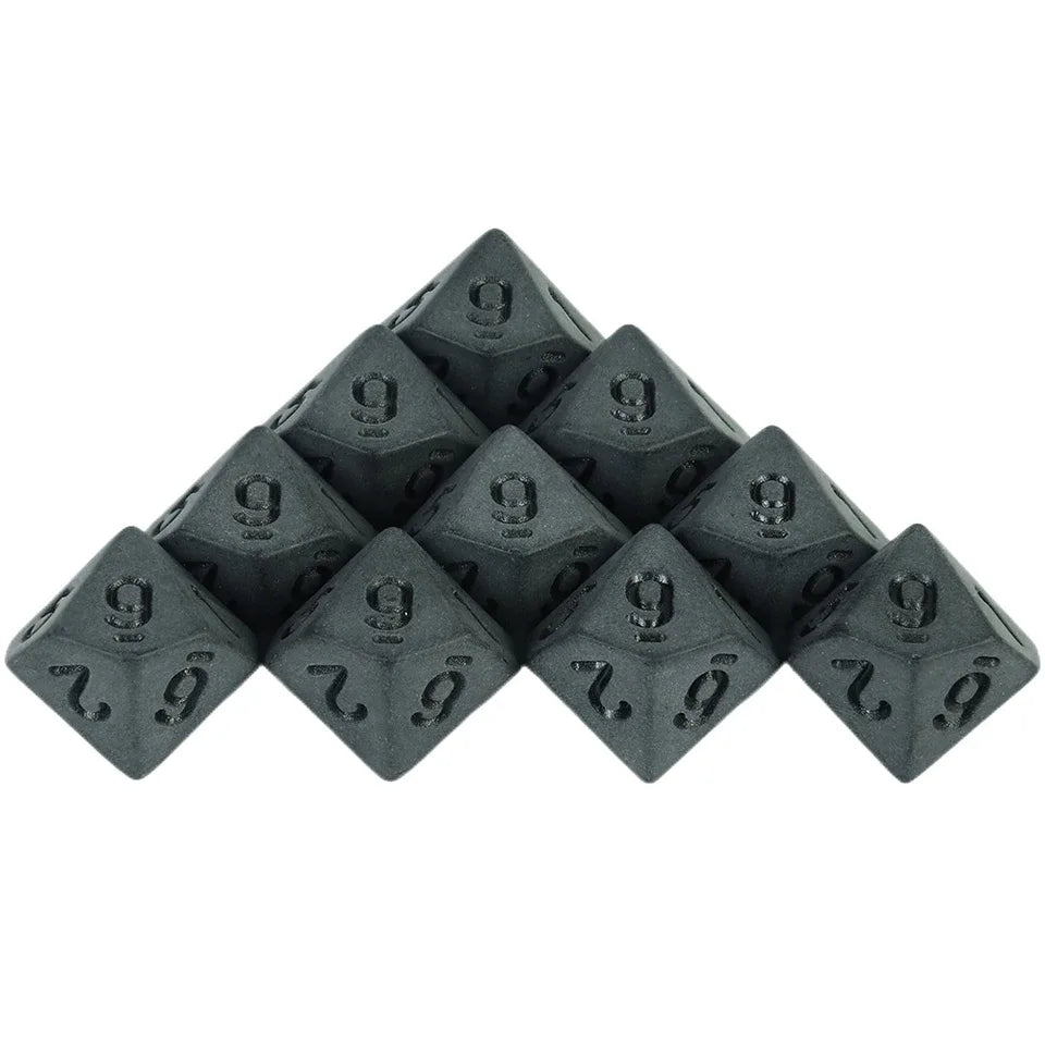 Dés noir matte - 10 pièce de chaque type