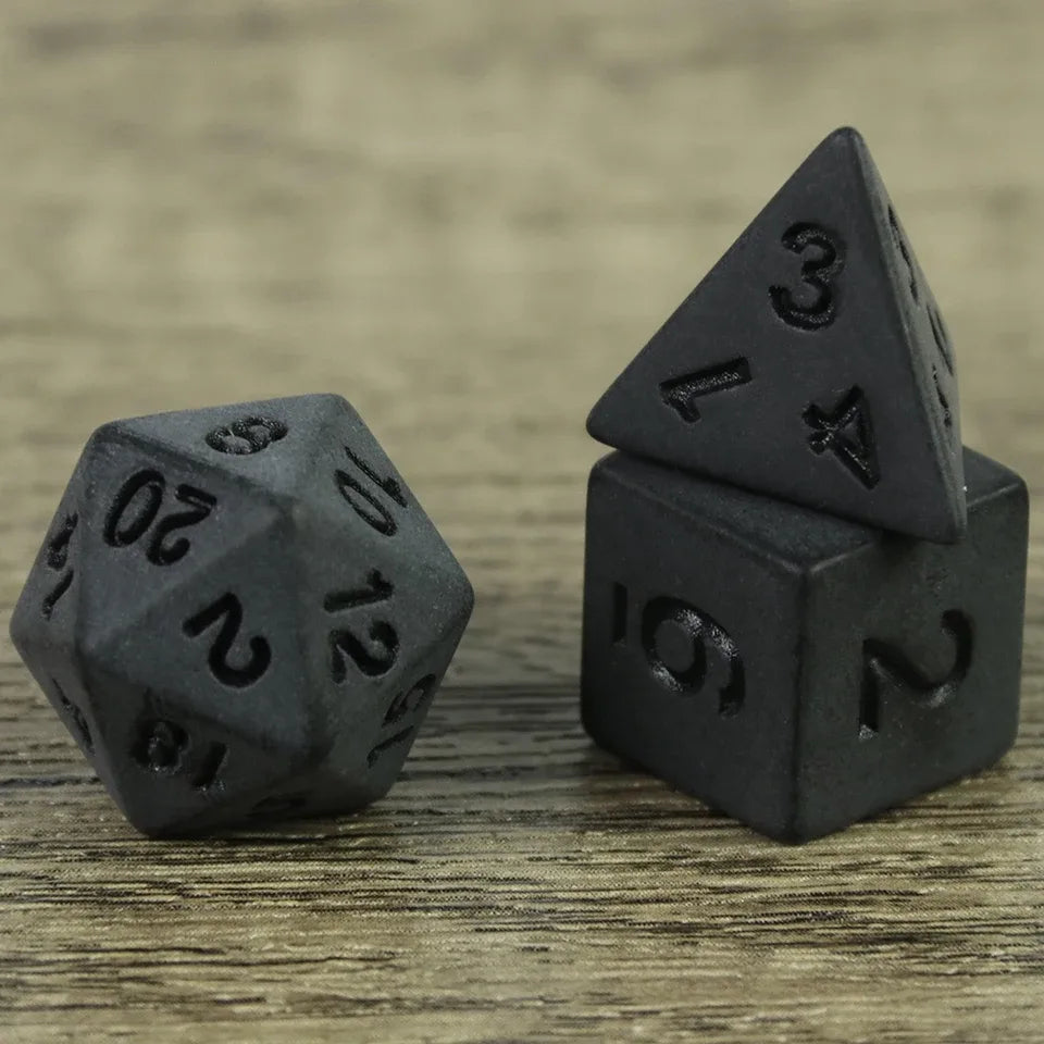 Dés noir matte - 10 pièce de chaque type
