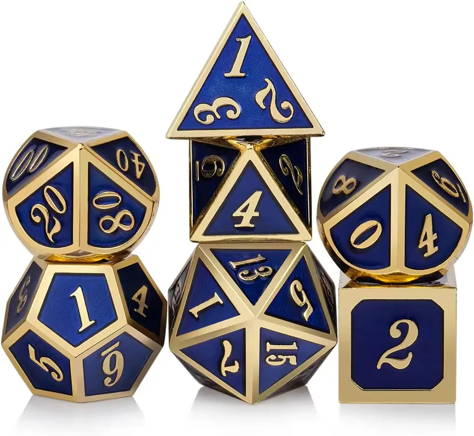 Set de dés complet pour JDR - Dés royal émaillés