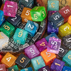 Lot de 7 dés en acrylique de couleurs aléatoires D4 D6 D8 D10 D100 D12 D20