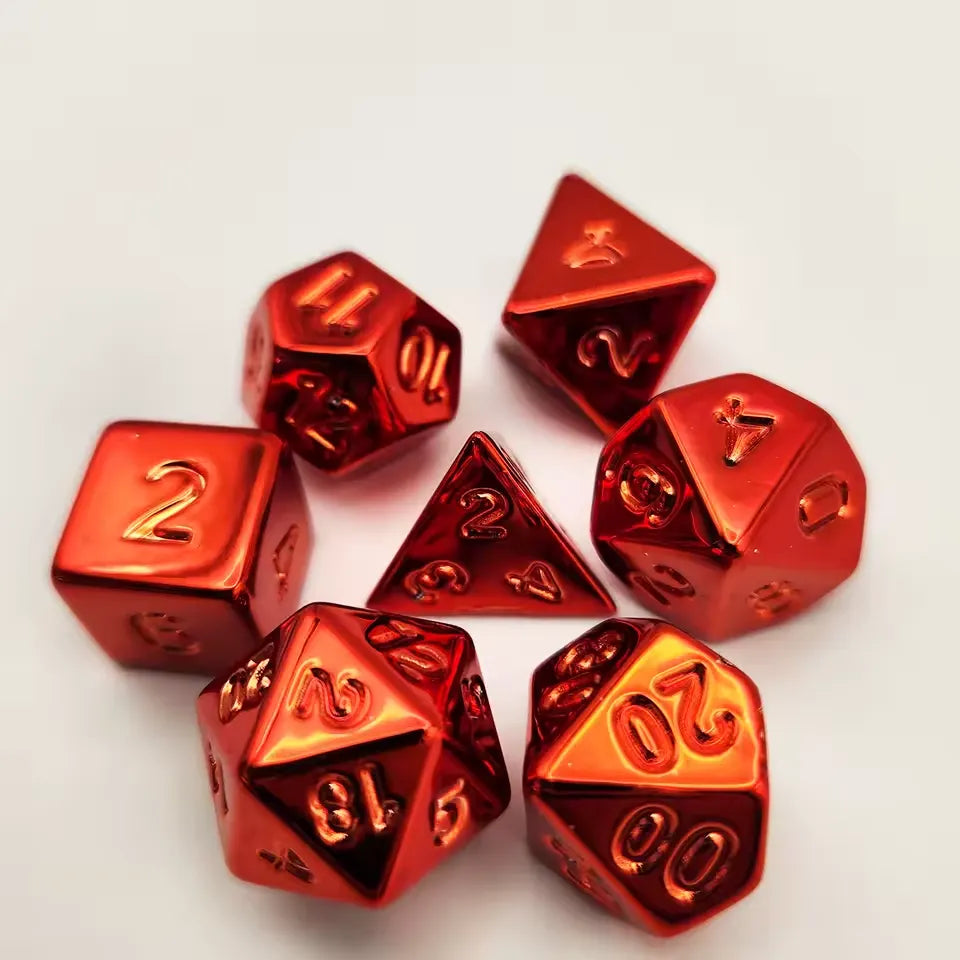 Set de dés complet pour JDR - Métal effet miroir