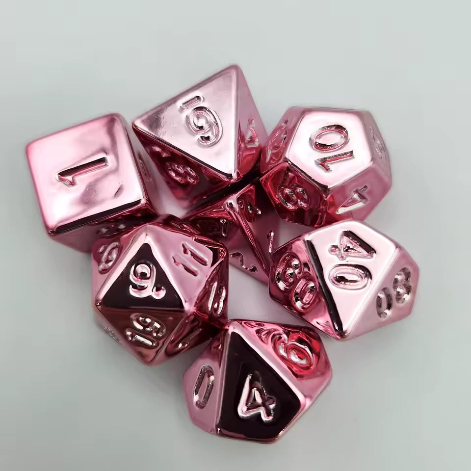 Set de dés complet pour JDR - Métal effet miroir