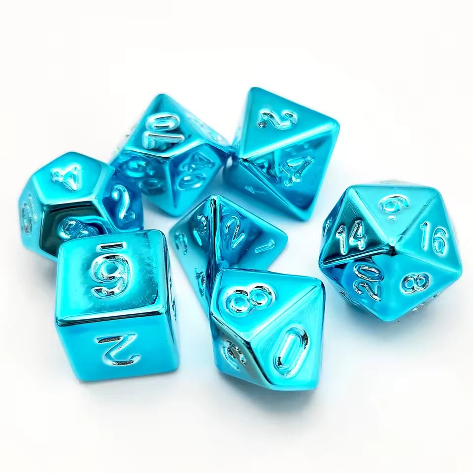 Set de dés complet pour JDR - Métal effet miroir
