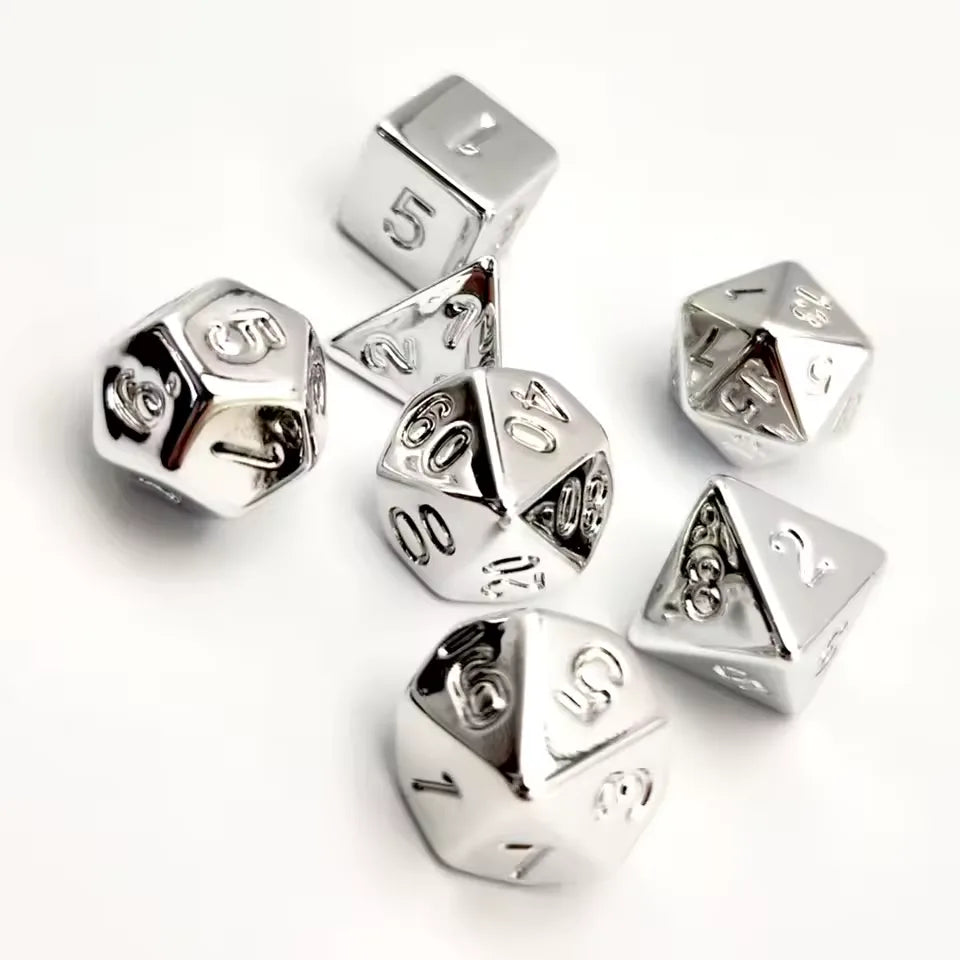Set de dés complet pour JDR - Métal effet miroir