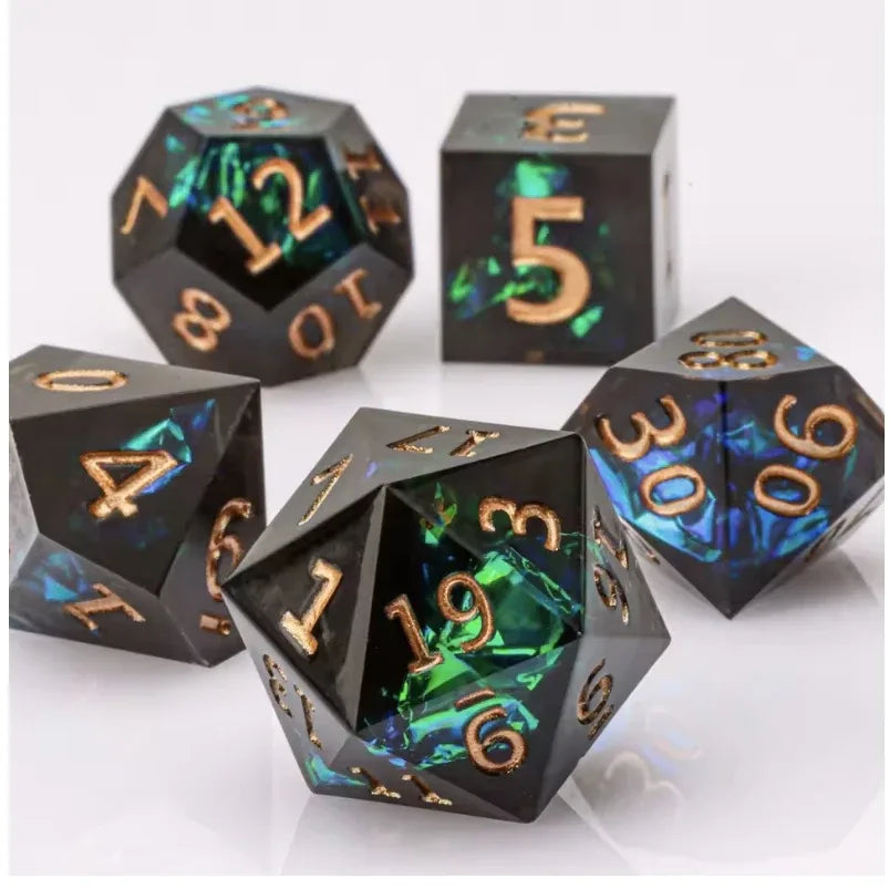 Paillettes d'or – Set de dés pour JDR