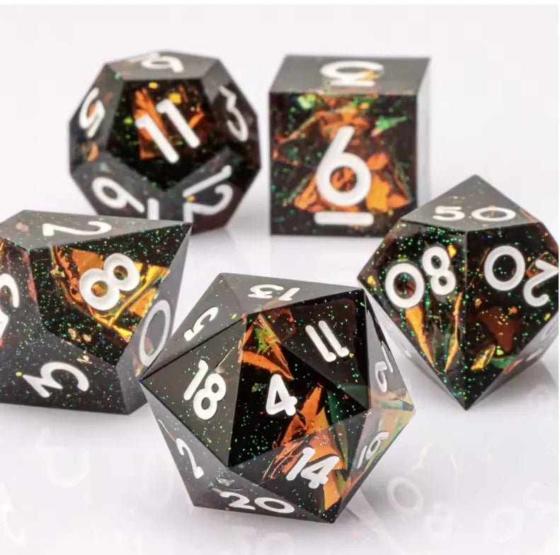 Paillettes d'or – Set de dés pour JDR