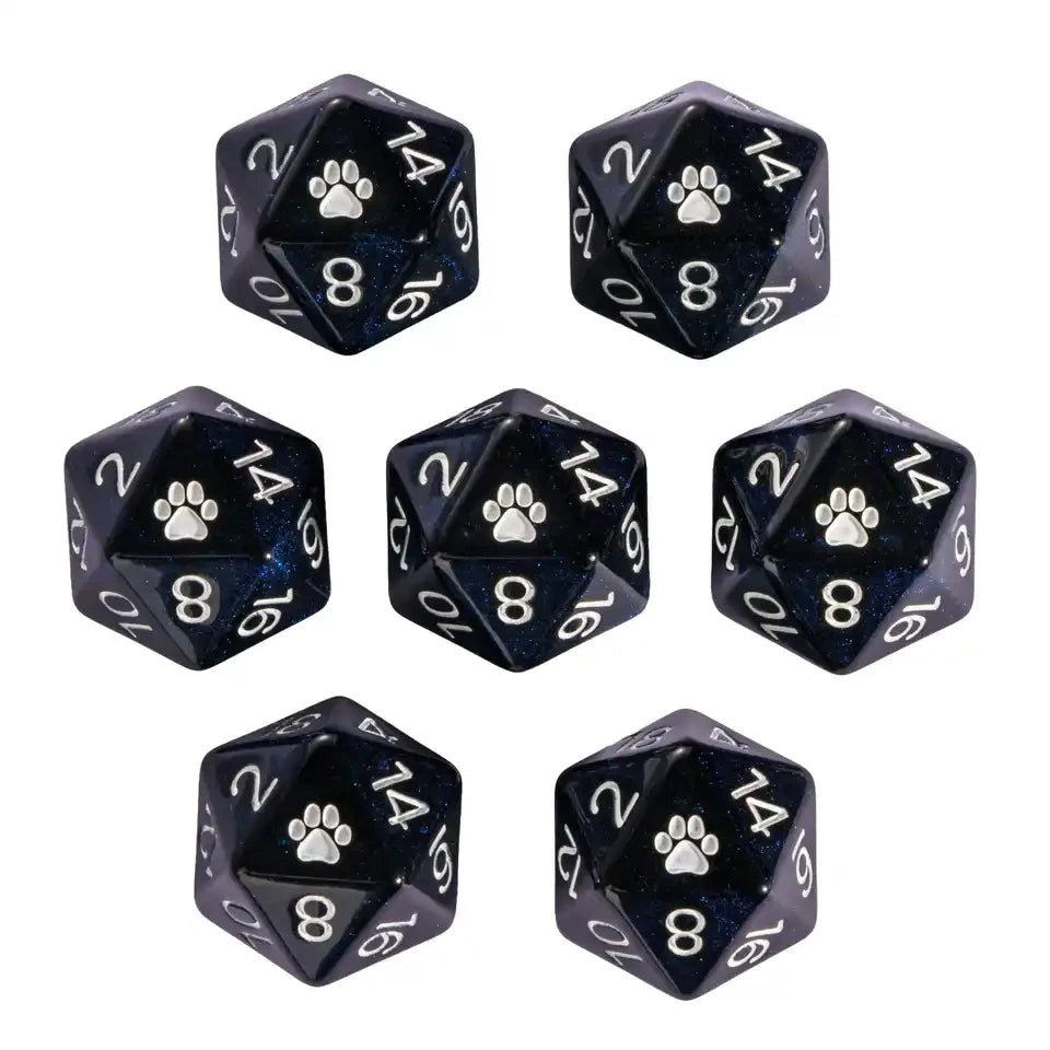 Pattes de chat – Dés 20 faces (d20) pour JDR