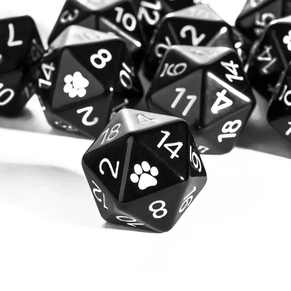 Pattes de chat – Dés 20 faces (d20) pour JDR