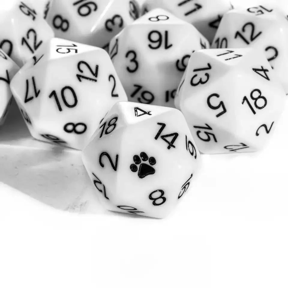 Pattes de chat – Dés 20 faces (d20) pour JDR
