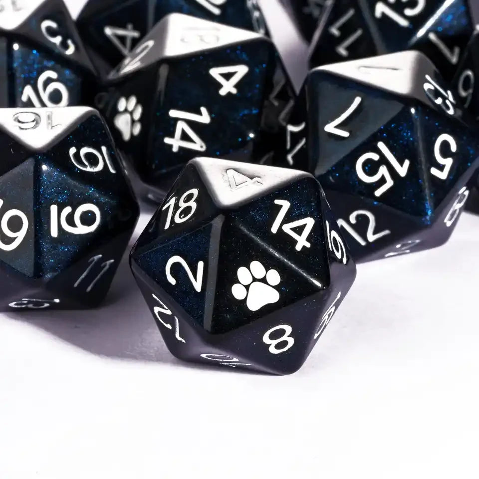 Pattes de chat – Dés 20 faces (d20) pour JDR