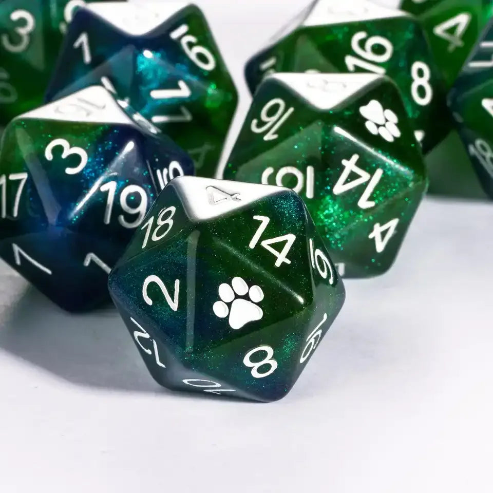 Pattes de chat – Dés 20 faces (d20) pour JDR
