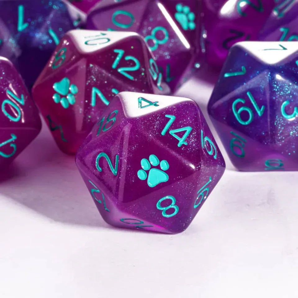 Pattes de chat – Dés 20 faces (d20) pour JDR