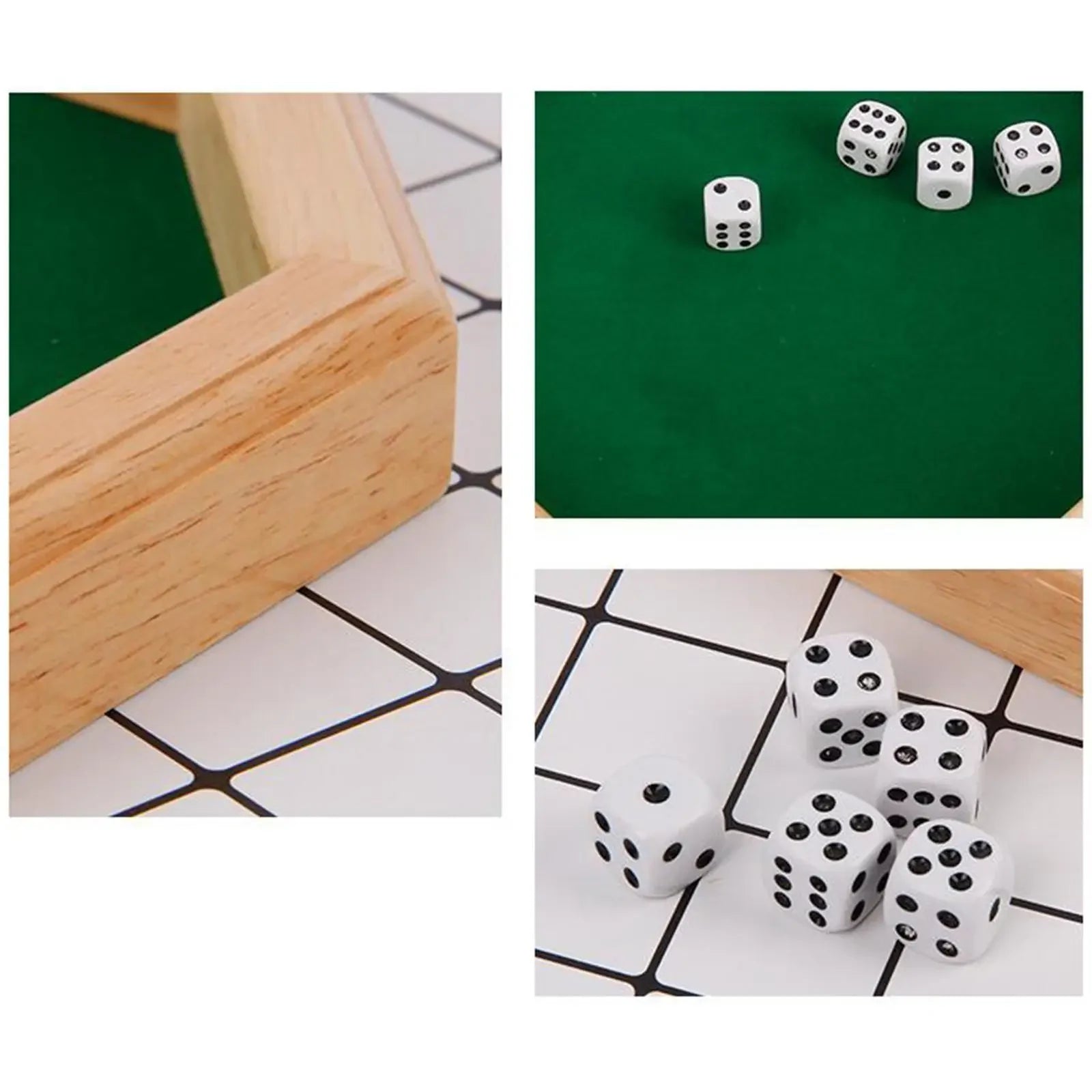 Plateau à dés en bois octogonal - Tapis vert - JDR famille
