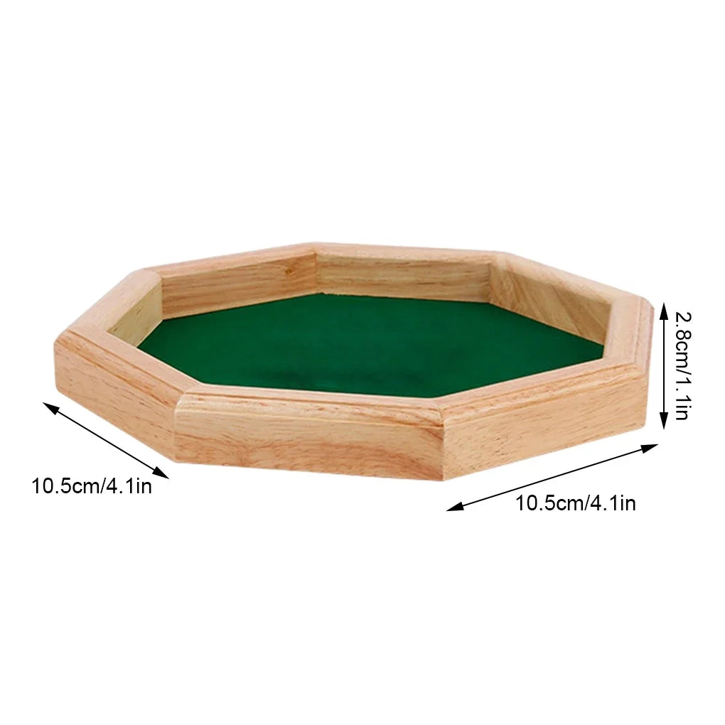 Plateau à dés en bois octogonal - Tapis vert - JDR famille