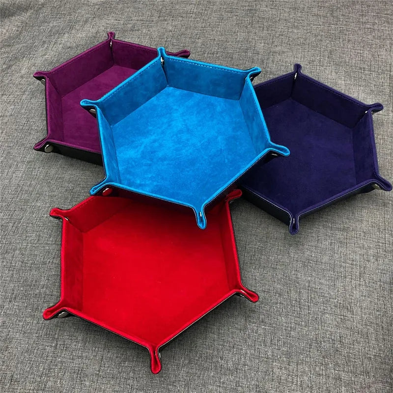 Plateau à dés hexagonal double face cuir velours