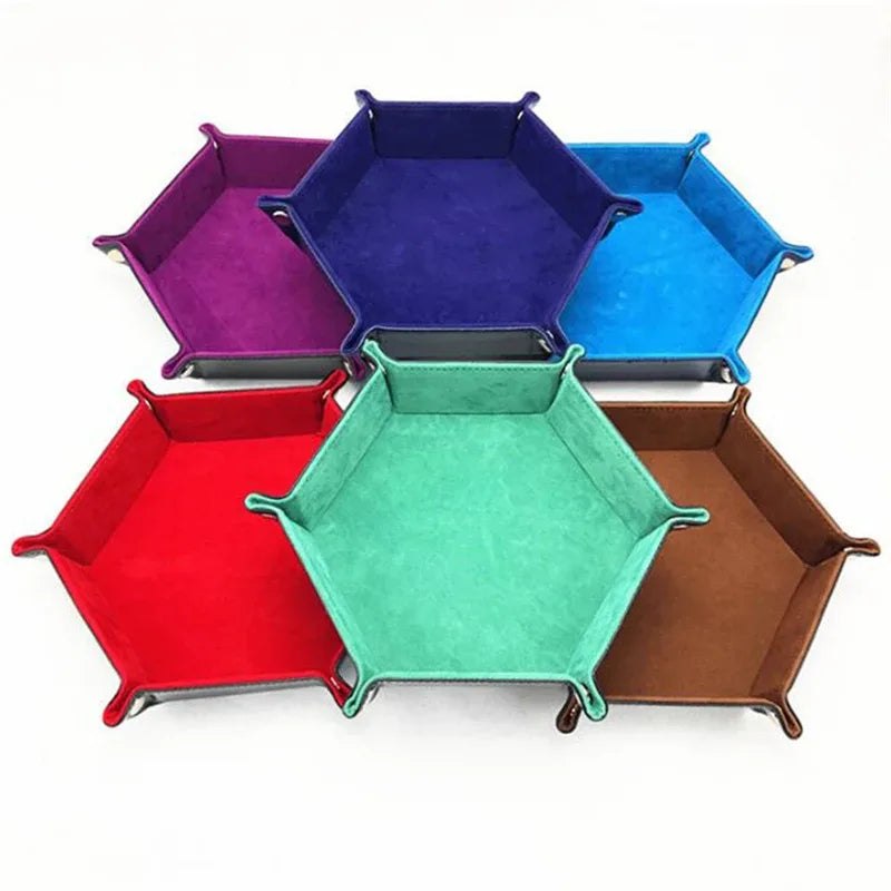 Plateau à dés hexagonal double face cuir velours