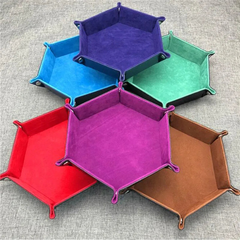 Plateau à dés hexagonal double face cuir velours