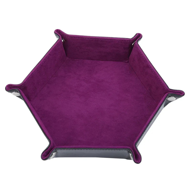 Plateau à dés hexagonal double face cuir velours
