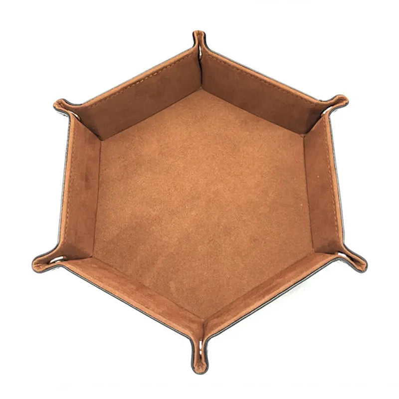 Plateau à dés hexagonal double face cuir velours