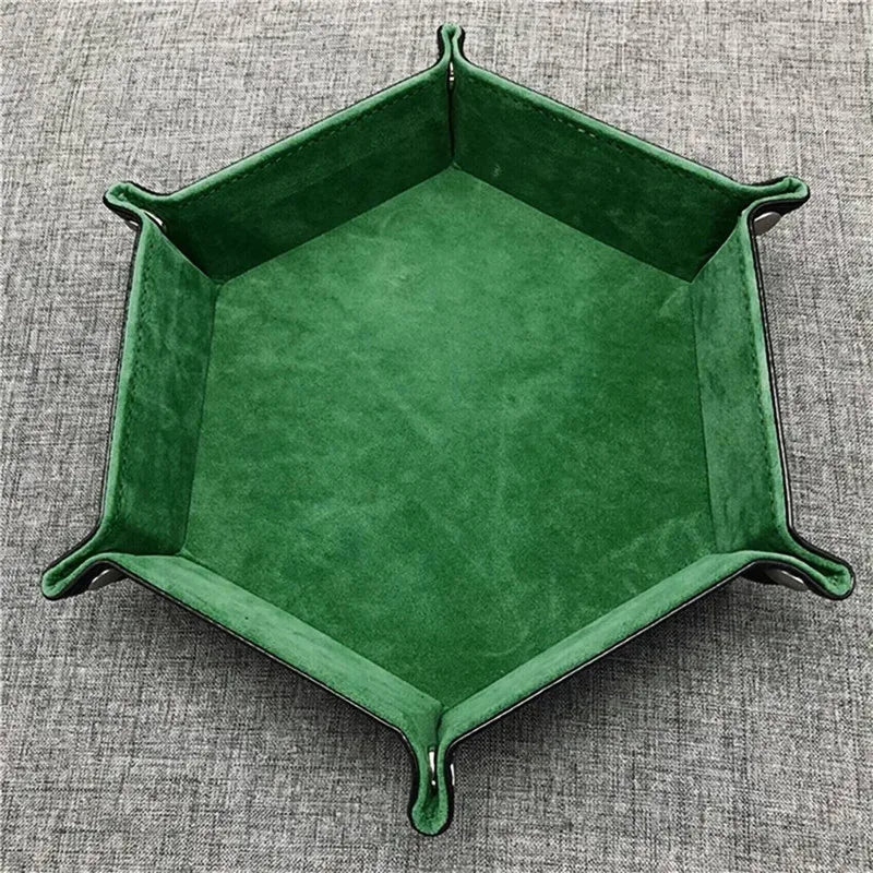 Plateau à dés hexagonal double face cuir velours