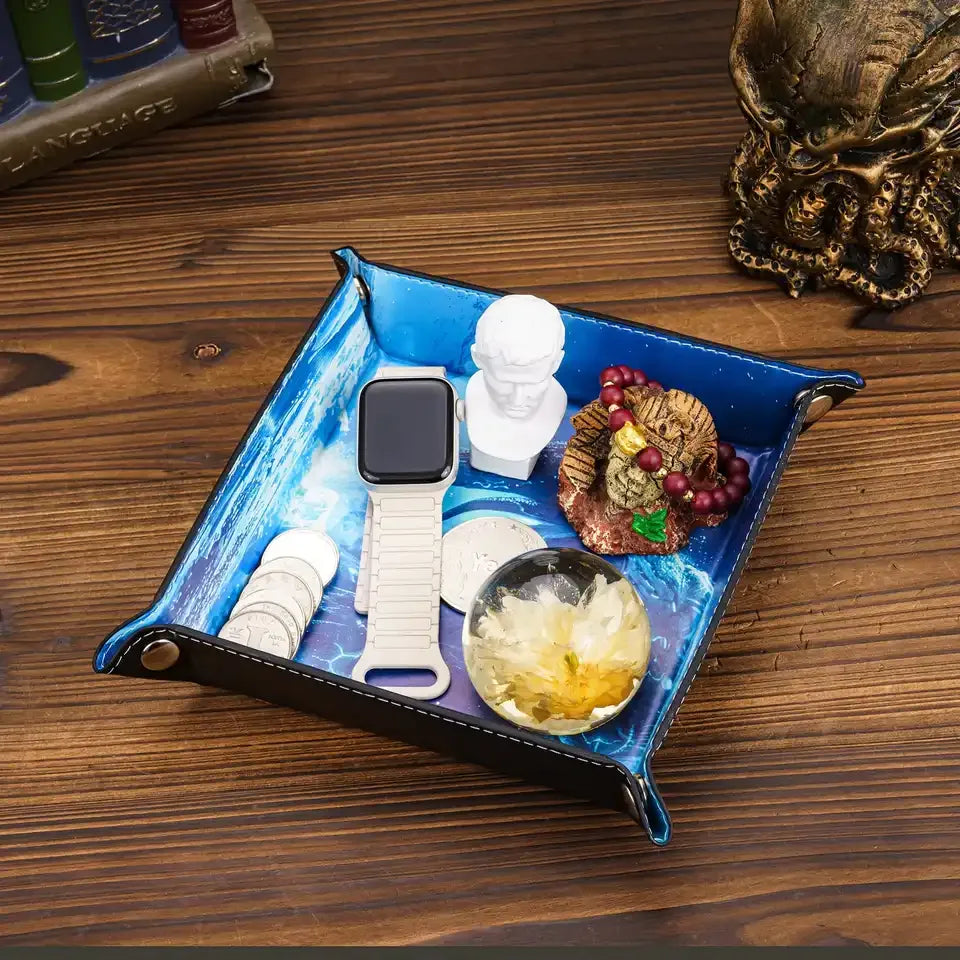 Plateau à dés motif poulpe en similicuir DnD JDR