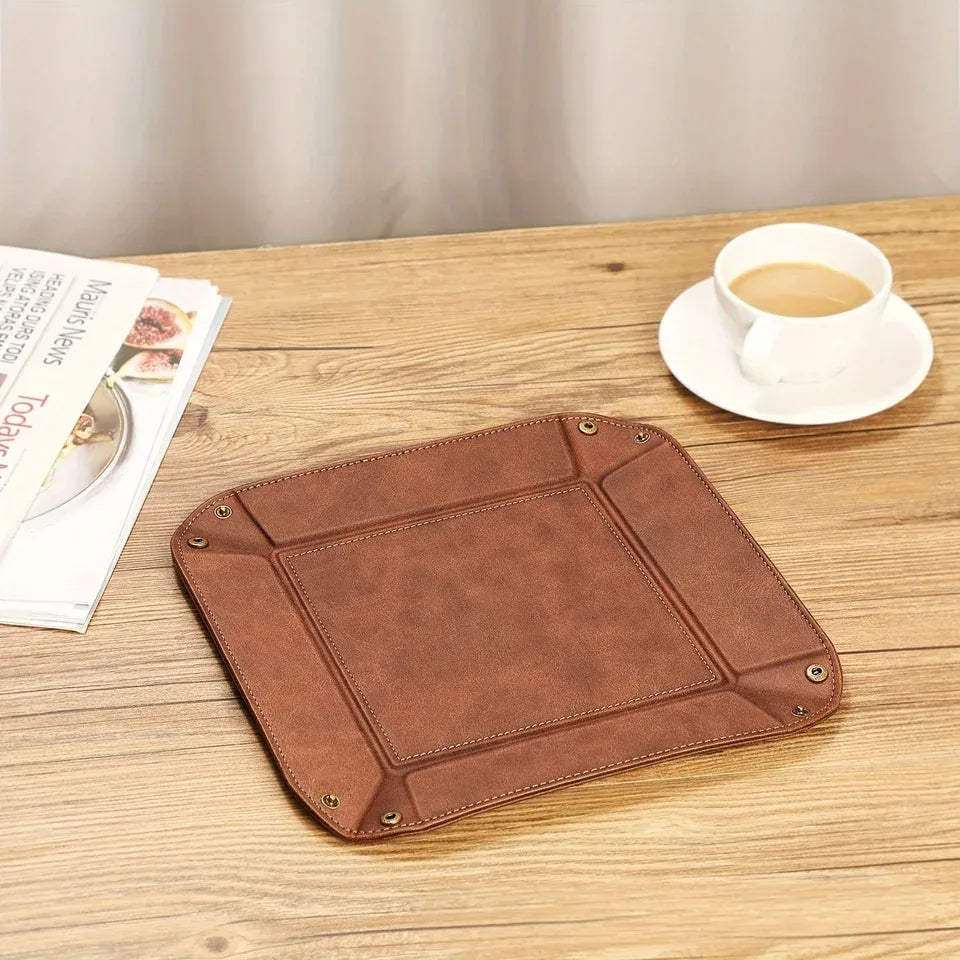 Plateau organisateur en similicuir zippé vintage