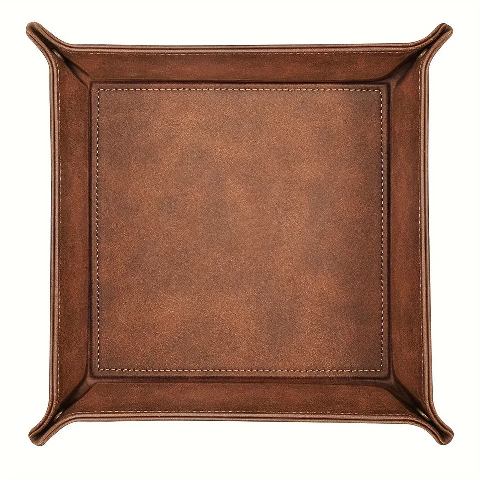 Plateau organisateur en similicuir zippé vintage