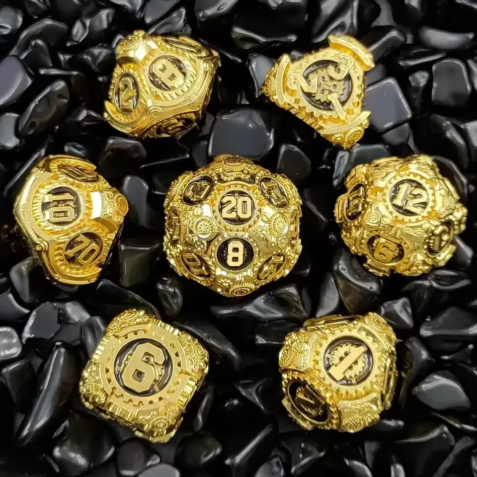 Set de dés complet pour JDR - Rouages Steampunk