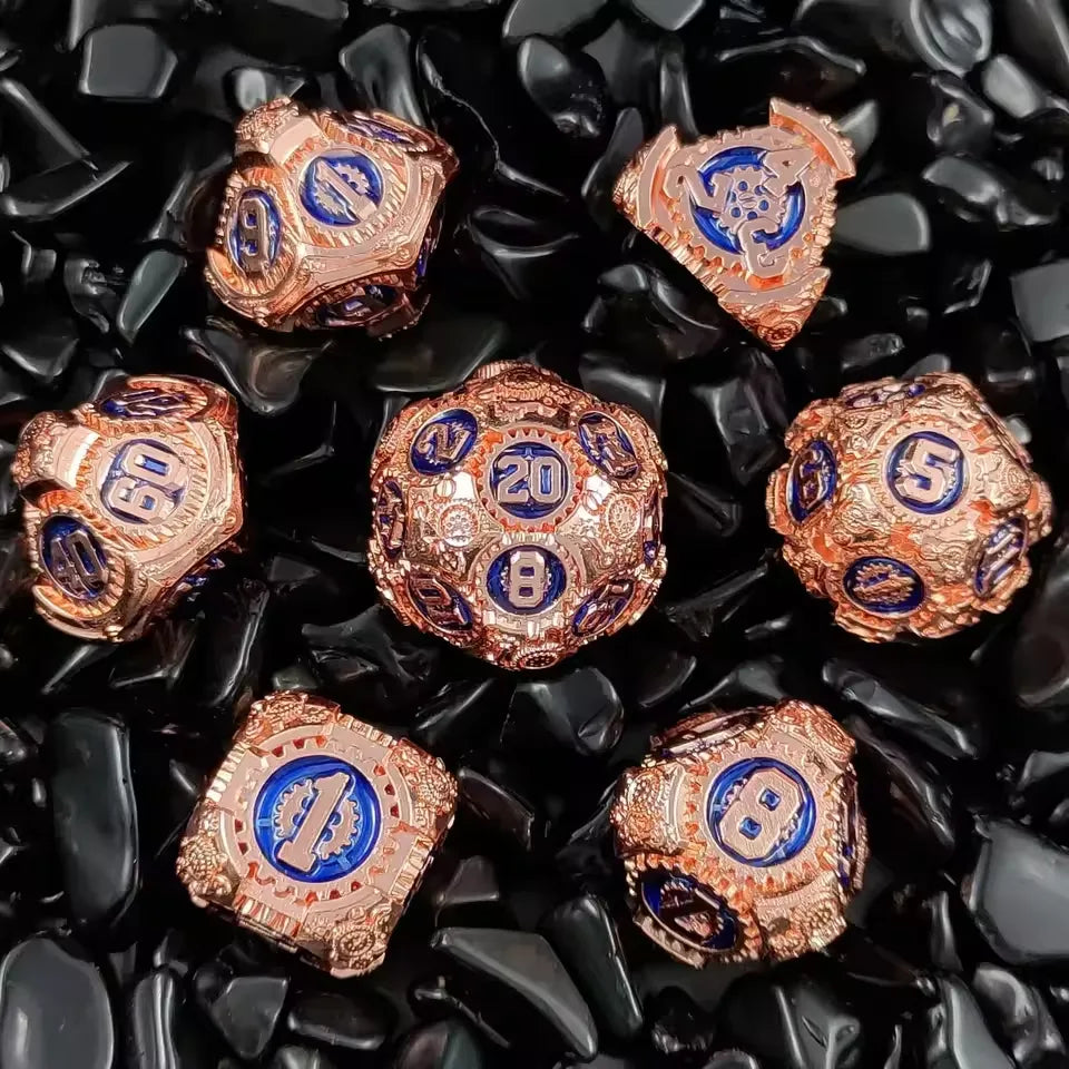 Set de dés complet pour JDR - Rouages Steampunk