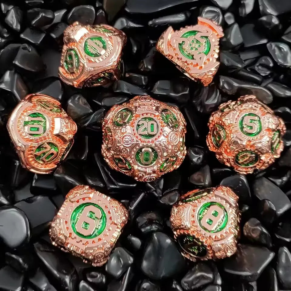 Set de dés complet pour JDR - Rouages Steampunk