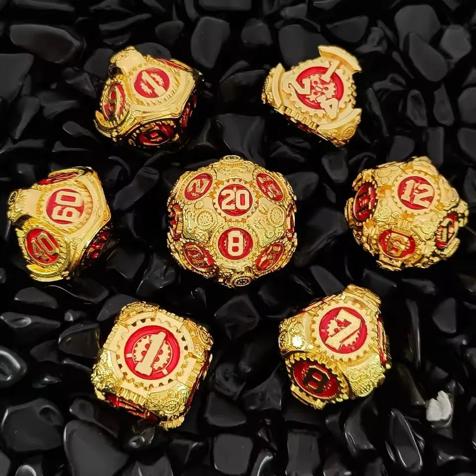 Set de dés complet pour JDR - Rouages Steampunk