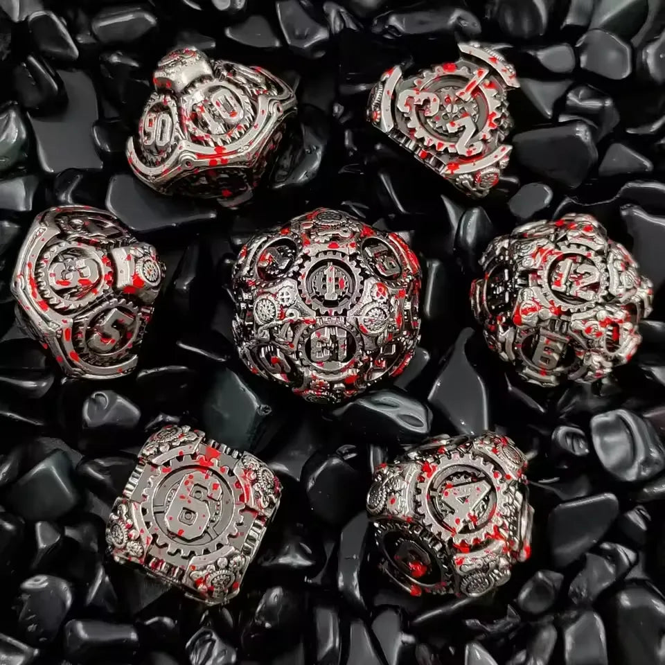Set de dés complet pour JDR - Rouages Steampunk